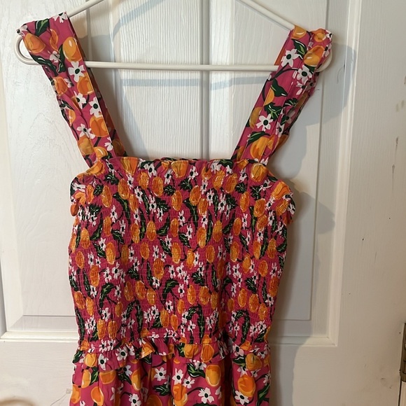 Draper James Kimberly Orange Blossom Tiered Smock Dress women’s size large - Picture 3 of 10